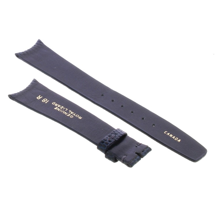 Cinturino Sartoriale Lucertola Blu scuro Lucido 18/14 mm B20N Piatto classico.