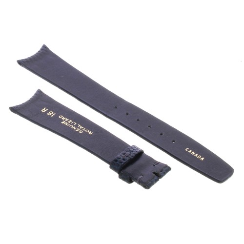 Cinturino Sartoriale Lucertola Blu scuro Lucido 18/14 mm B20N Piatto classico.