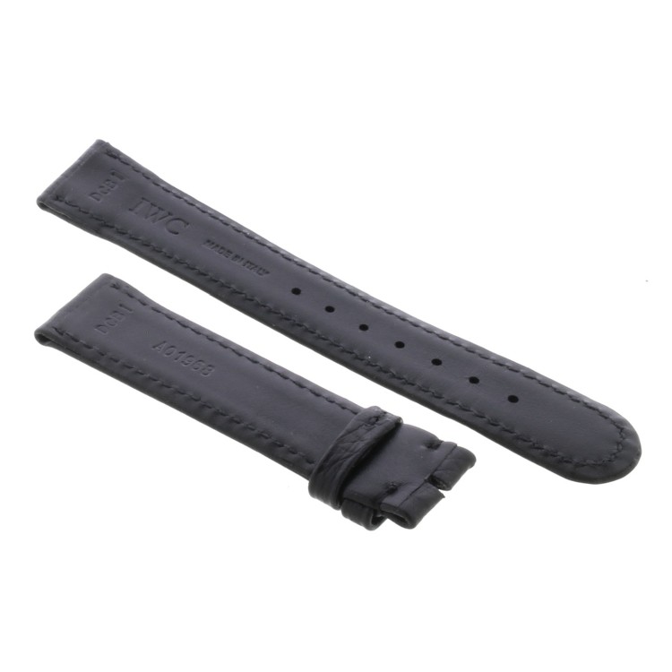 Cinturino non originale cuoio volanato nero tipo IWC Pilota 22/18