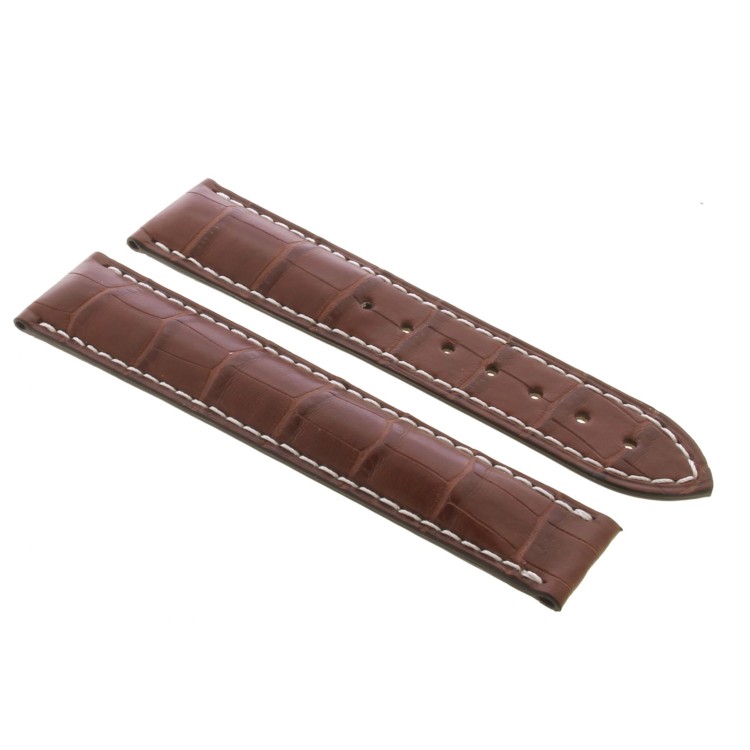 Cinturino Misure adatte a OMEGA Speedmaster Alligatore Marrone Opaco 21/18 mm B54B cuciture chiare.