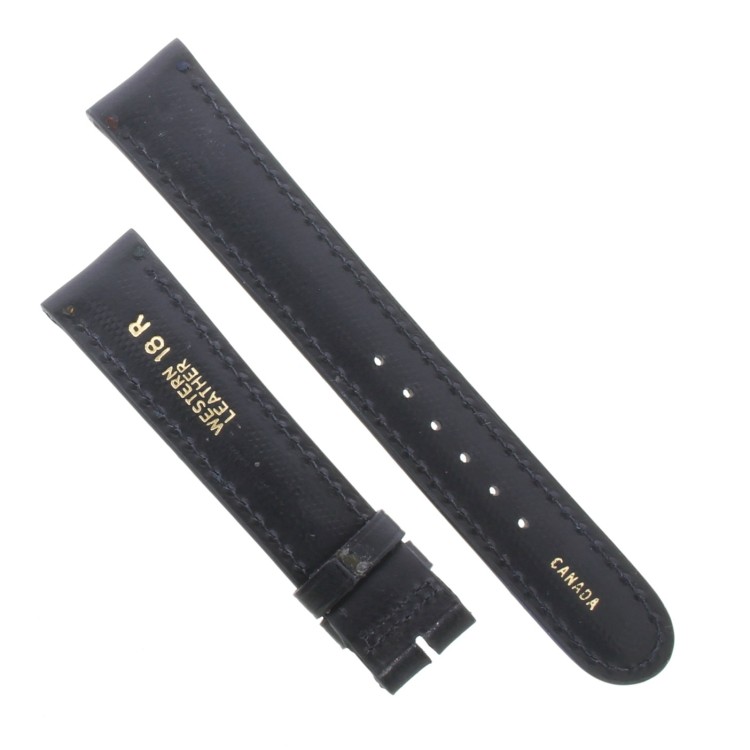 Cinturino Sartoriale Pelle Vitello Nero Opaco 18/16 mm B43N punta arrotondata cuciture arcobaleno