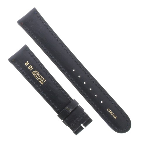 Cinturino Sartoriale Pelle Vitello Nero Opaco 18/16 mm B43N punta arrotondata cuciture arcobaleno
