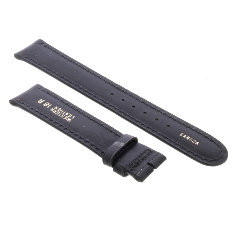 Cinturino Sartoriale Pelle Vitello Nero Opaco 18/16 mm B43N punta arrotondata cuciture arcobaleno