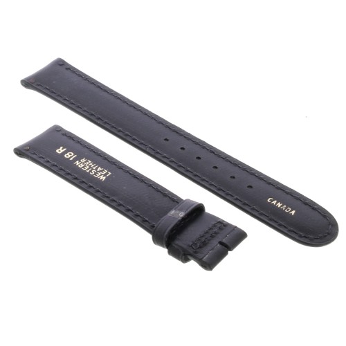 Cinturino Sartoriale Pelle Vitello Nero Opaco 18/16 mm B43N punta arrotondata cuciture arcobaleno