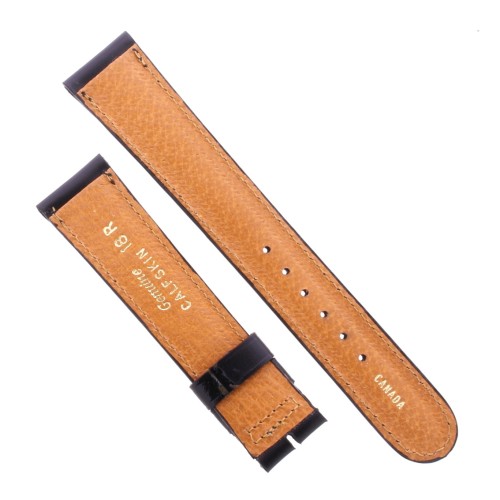 Cinturino Sartoriale Pelle Vitello Nero Semilucido 18/16 mm B40M punta arrotondata
