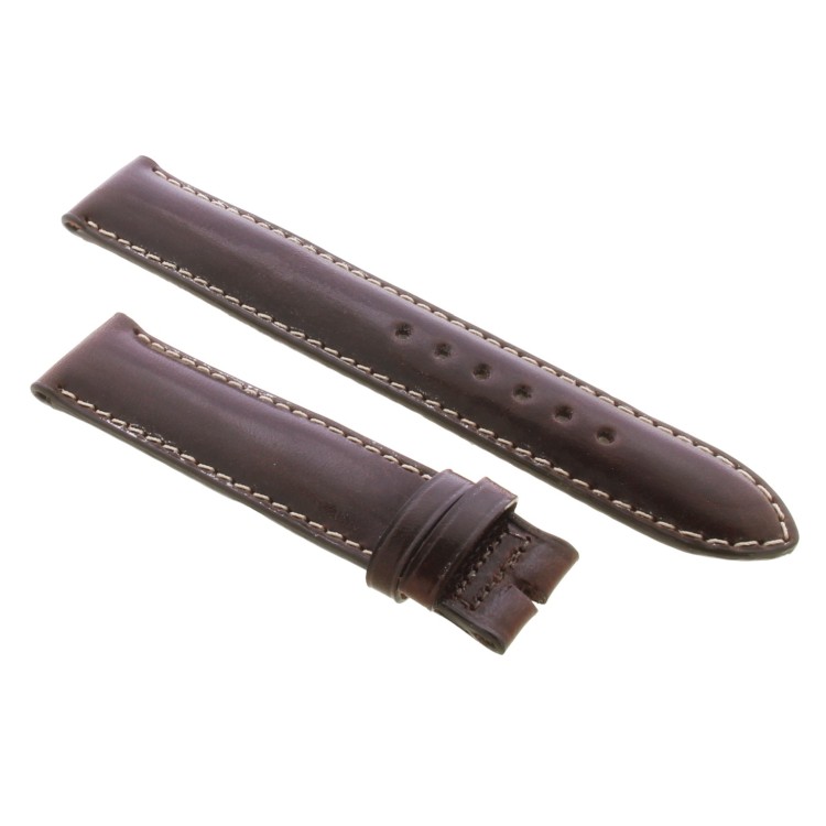 Cinturino Sartoriale Palle Vitello Marrone Scuro Lucido 18/18 mm B50B cucitura chiara
