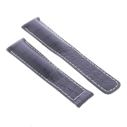 Tag Heuer Cinturino Monaco Alligatore Blu Scuro Aftermarket Compatibile 22/18 mm cuciture chiare