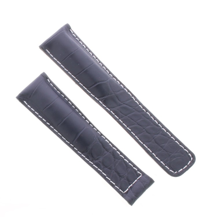 Tag Heuer Cinturino Monaco Alligatore Blu Scuro Aftermarket Compatibile 22/18 mm cuciture chiare