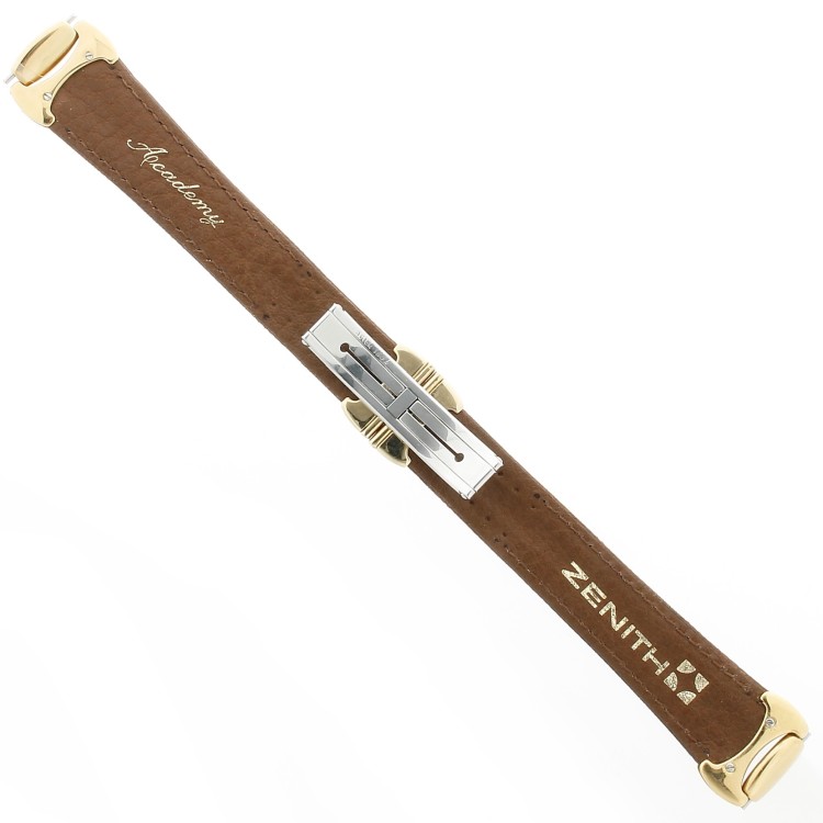 Zenith Cinturino Lucertola Accademy  Marrone con attacchi cassa e chiusura deployante acciaio PVD 17/14 mm