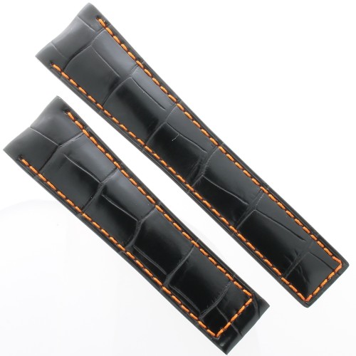 Tag Heuer Cinturino Monaco FC6269 Alligatore Nero cuciture arancio 22/18 mm