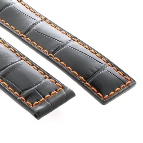 Tag Heuer Cinturino Monaco o Carrera  FC6269 Alligatore Nero cuciture arancio 22/18 mm