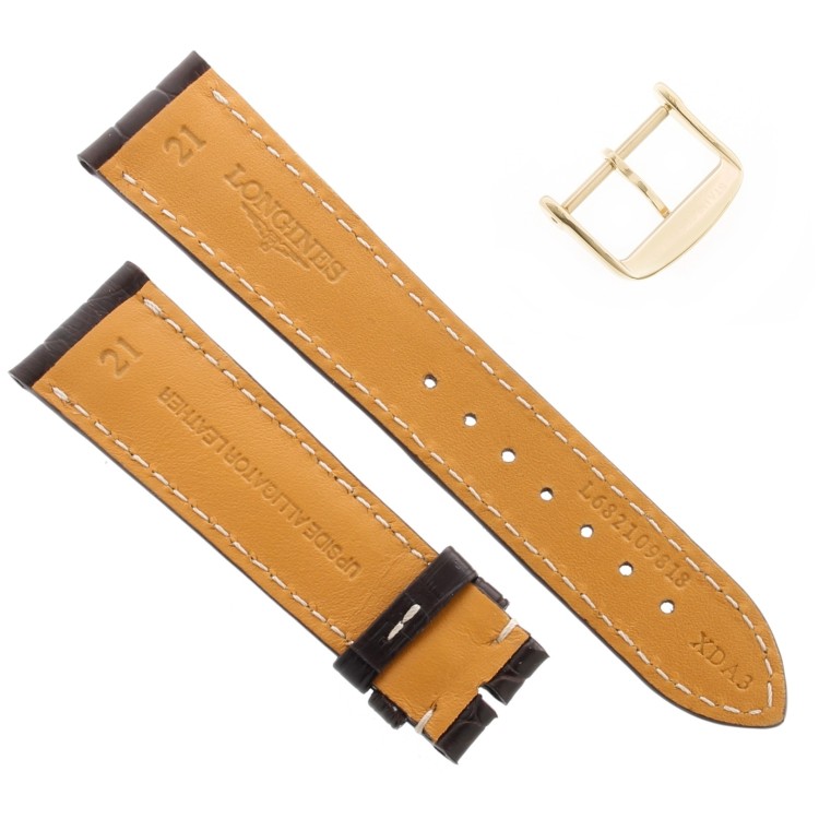 Longines Cinturino Alligatore L682109818 FR Marrone Opaco 21/18 mm