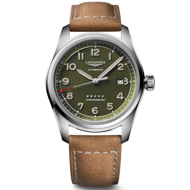 LONGINES SPIRIT L3.811.4.03.2 Acciaio Pelle Automatico 42 mm Verde
