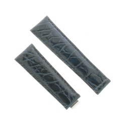 Cinturino Misure adatte a Rolex Coccodrillo Blu Scuro Lucido 20/16 mm B42B.