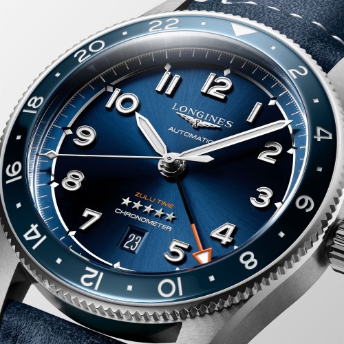 LONGINES SPIRIT Zulu Time L3.812.4.93.0 Acciaio 42 mm Automatico Blu GMT