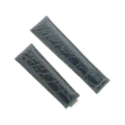 Cinturino Misure adatte a Rolex Coccodrillo Blu Scuro Lucido 20/16 mm B42B. 2
