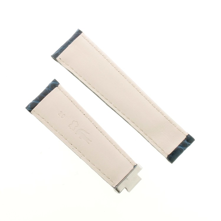 Cinturino Misure adatte a Rolex Coccodrillo Blu Scuro Lucido 20/16 mm B42B.