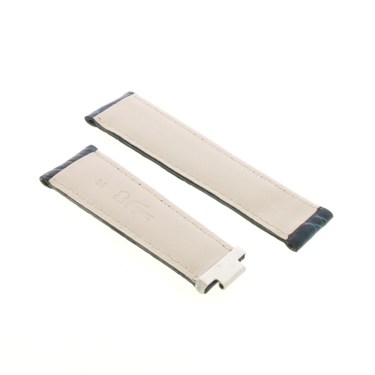 Cinturino Misure adatte a Rolex Coccodrillo Blu Scuro Lucido 20/16 mm B42B.