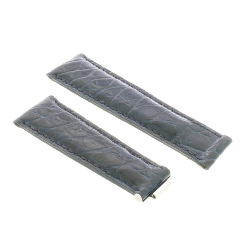 Cinturino Misure adatte a Rolex Coccodrillo Blu Scuro Lucido 20/16 mm B42B.