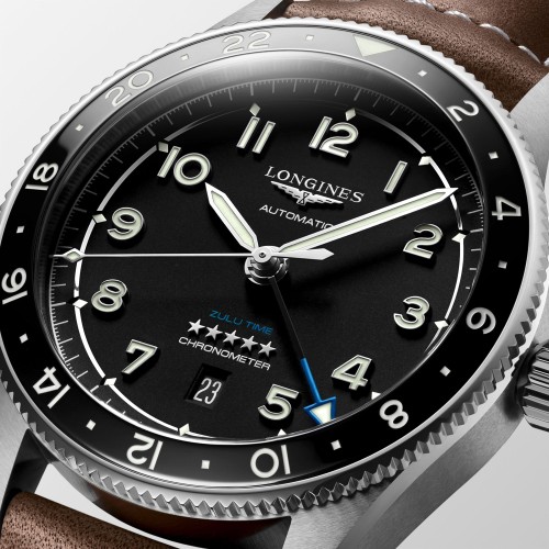 LONGINES SPIRIT Zulu Time L3.812.4.53.0 Acciaio 42 mm Automatico Nero GMT