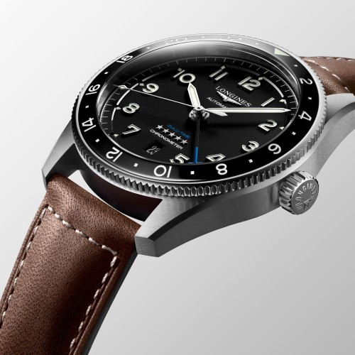 LONGINES SPIRIT Zulu Time L3.812.4.53.0 Acciaio 42 mm Automatico Nero GMT