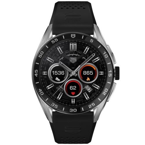 TAG HEUER CONNECTED SBR8A10.BT6259 misura 45 x 15,3  mm cassa Acciaio Lunetta Ceramica Nera.