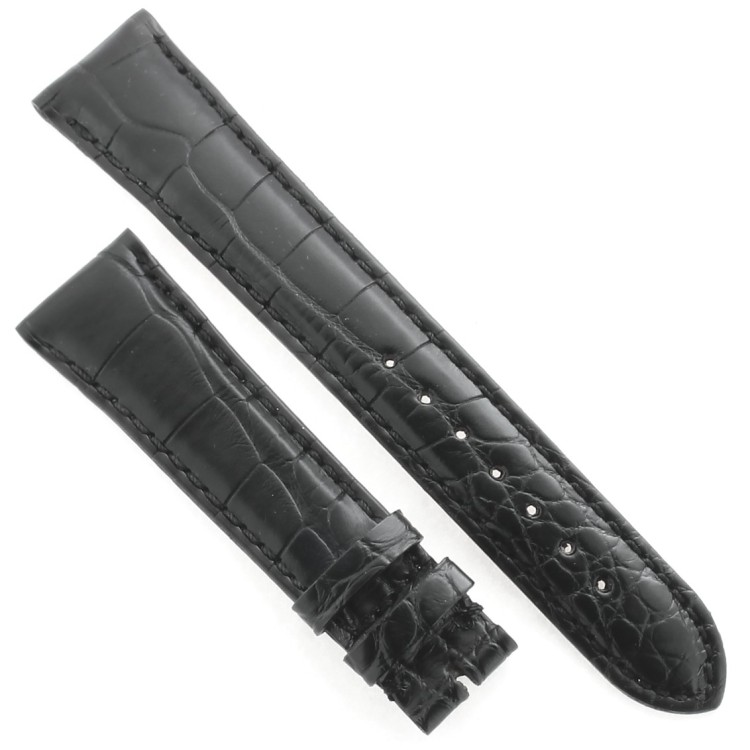 Cinturino Alligatore Nero Opaco 20/16 mm bombatura 3,5 mm classico