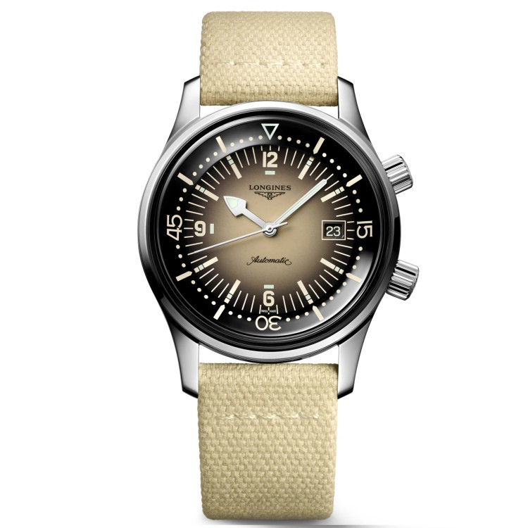 LONGINES Heritage Legend Diver L3.774.4.30.2 con data 42 mm Automatico Beige Sfumato.