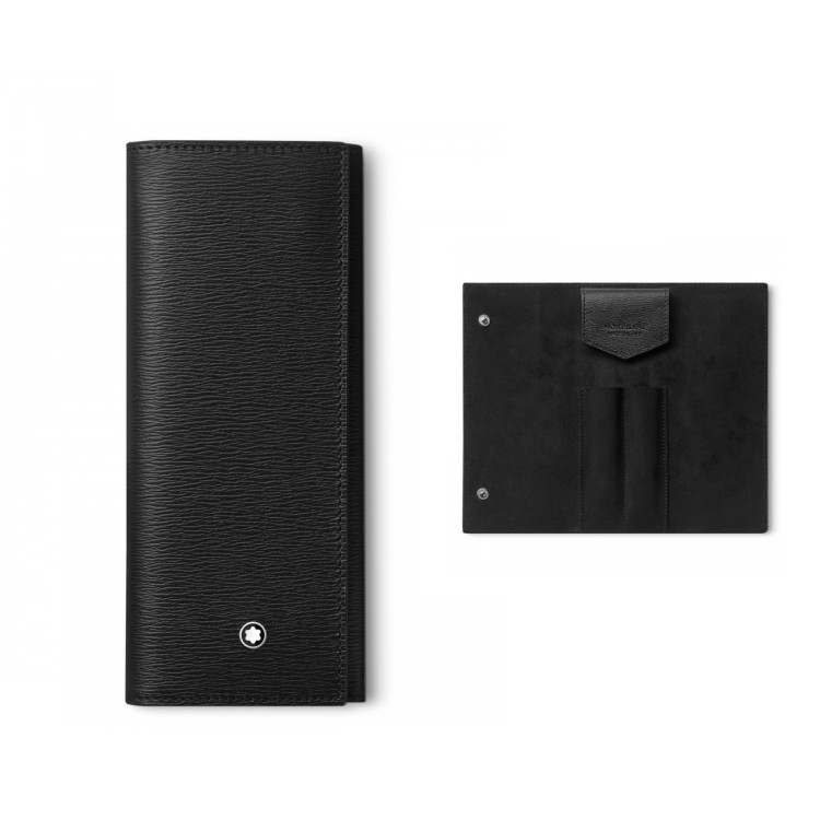 Meisterstuck 4810 Full Grain MONTBLANC Custodia 2 Penne Touch 129959 Nero.