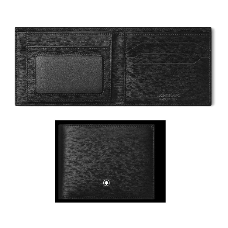 Meisterstuck Full Grain MONTBLANC Portafoglio Orrizontale 129246 Nero 6cc 2 wiew pockets.