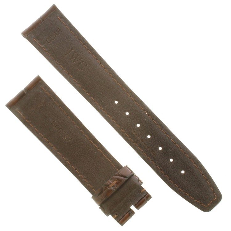 IWC Cinturino Alligatore Marrone testa di moro lucido 20/18 mm per  Portoghese 3712 3714