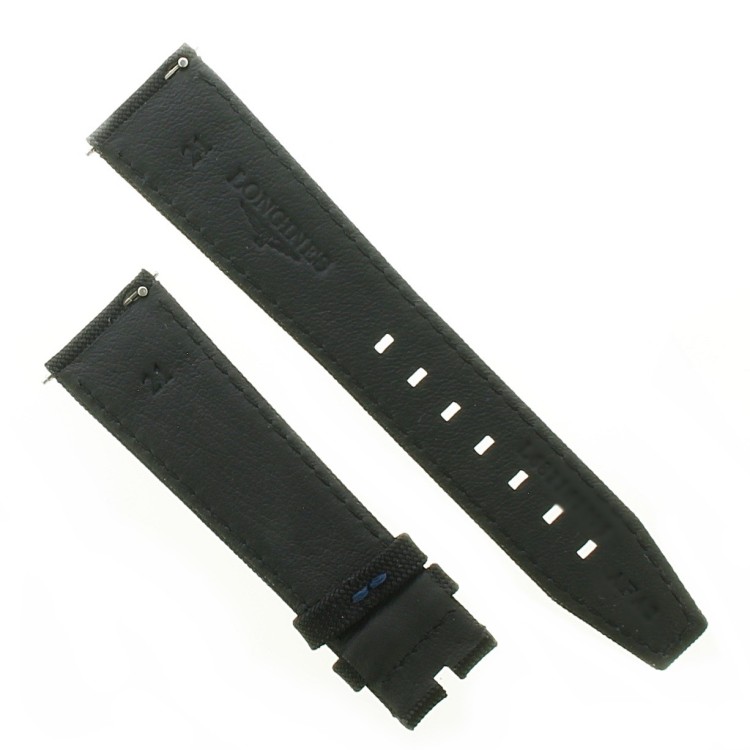 Longines Cinturino Sintetico Nero 21/18 mm per collezione Spirit  40mm L3.810.2.99.2