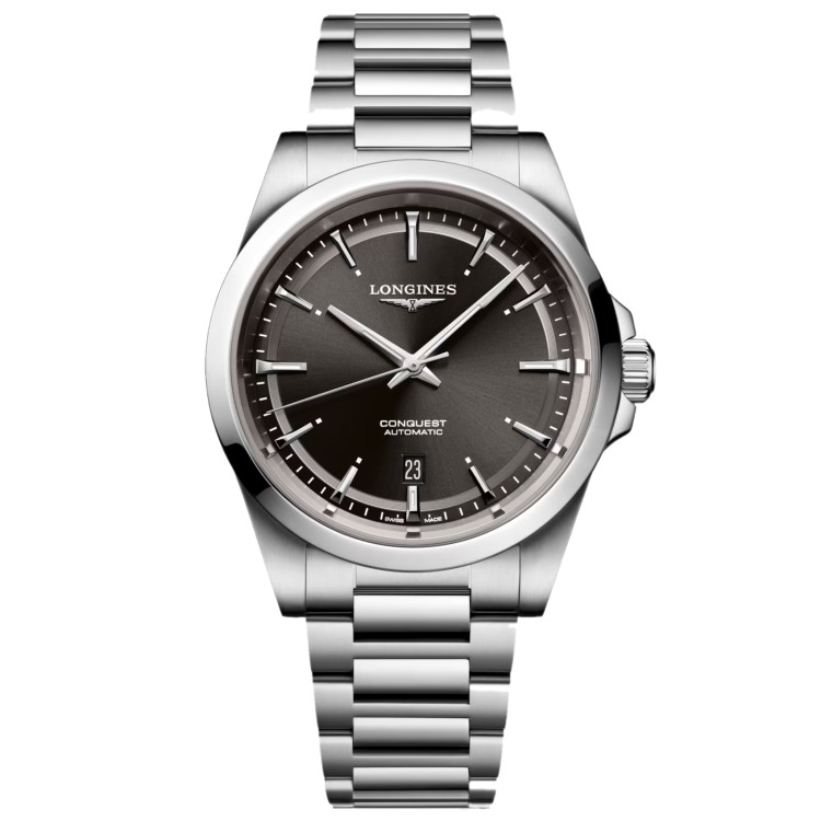 LONGINES CONQUEST L3.830.4.52.6 Automatico 41 mm Nero Bracciale Acciaio