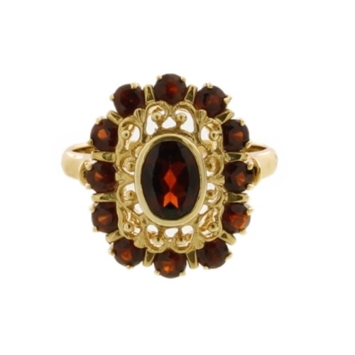 Anello Granato a Margherita Oro 18 kt