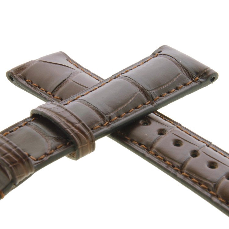 Cinturino Sartoriale Alligatore Marrone Scuro Opaco 20/18 mm B50B classico..
