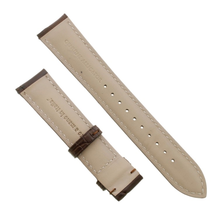 Cinturino Sartoriale Alligatore Marrone Scuro Opaco 20/18 mm B50B classico..