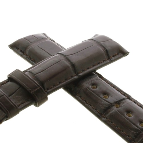 Cinturino Sartoriale Alligatore Marrone Scuro Opaco 20/18 mm B50B ansa curva