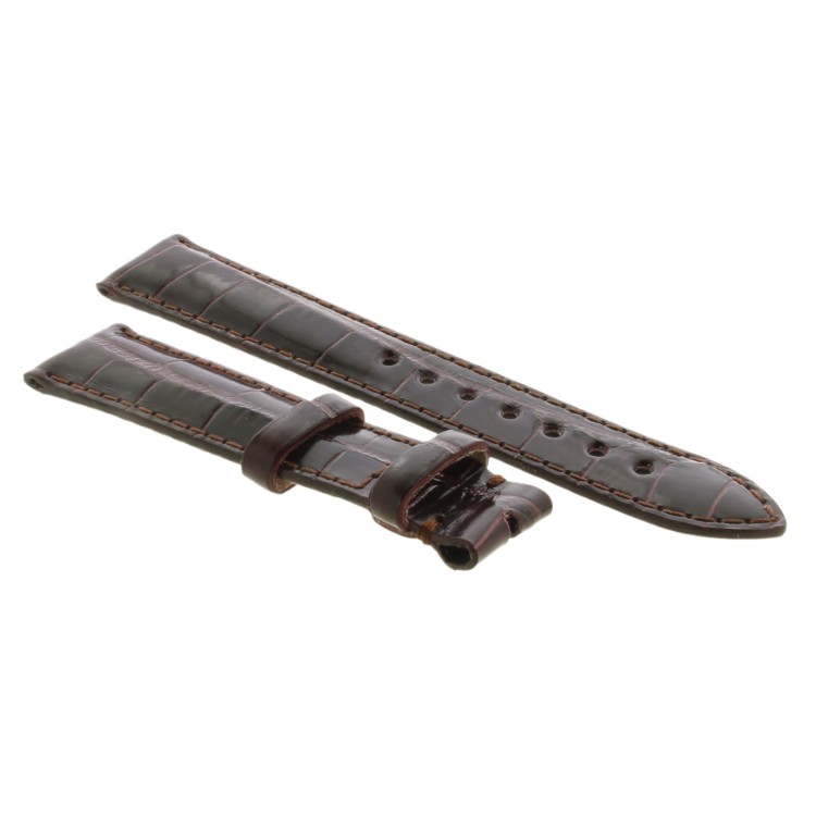 Cinturino Sartoriale Alligatore Marrone Scuro Lucido 18/16 mm B40B classico.