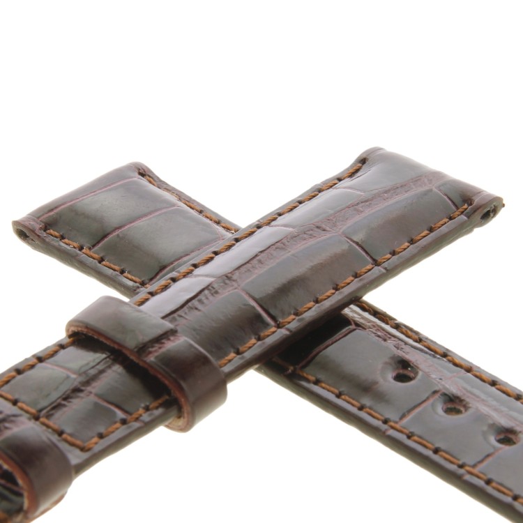 Cinturino Sartoriale Alligatore Marrone Scuro Lucido 18/16 mm B40B classico.