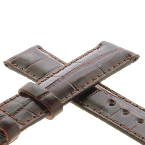 Cinturino Sartoriale Alligatore Marrone Testa di Moro Lucido 18/16 mm B40B classico.