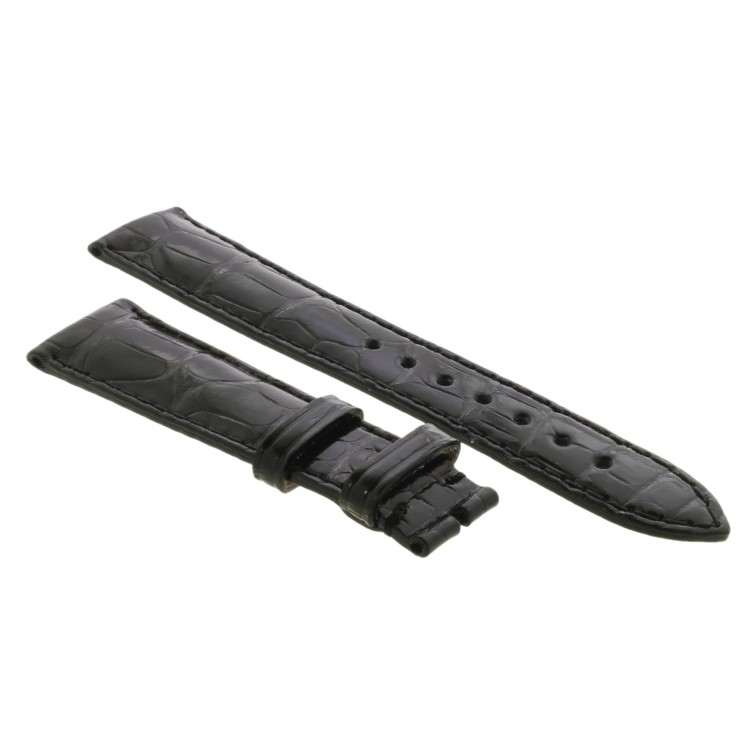 Cinturino Sartoriale Alligatore Nero Lucido 20/16 mm B45B classico..