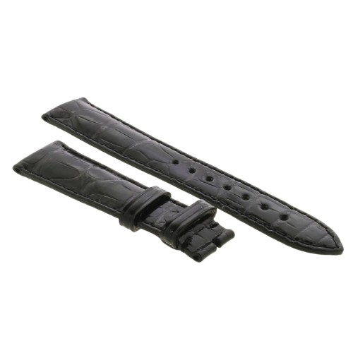 Cinturino Sartoriale Alligatore Nero Lucido 20/16 mm B45B classico..