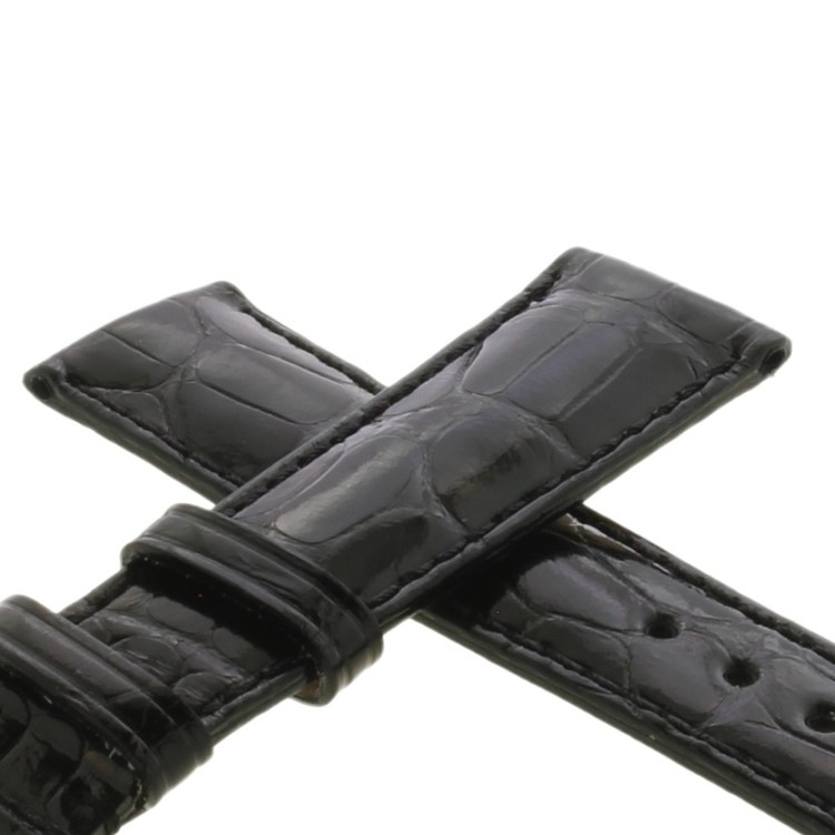 Cinturino Sartoriale Alligatore Nero Lucido 20/16 mm B45B classico..