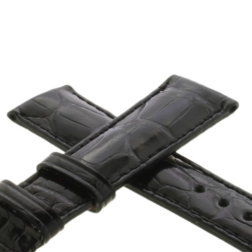 Cinturino Sartoriale Alligatore Nero Lucido 20/16 mm B45B classico..
