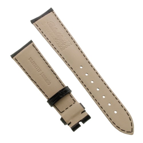 Cinturino Sartoriale Alligatore Nero Lucido 20/16 mm B45B classico..