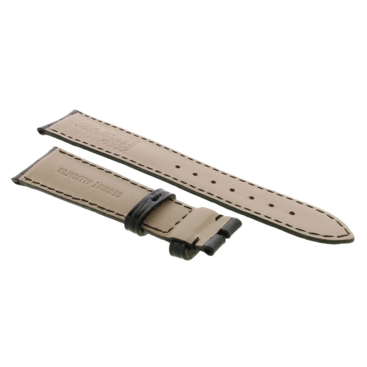 Cinturino Sartoriale Alligatore Nero Lucido 20/16 mm B45B classico..