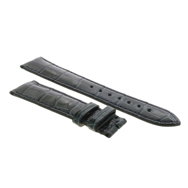 Cinturino Sartoriale Alligatore Blu Grigio Lucido 20/16 mm B40B classico..