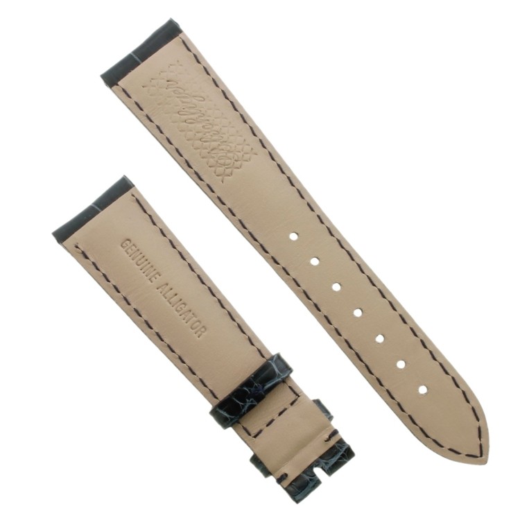 Cinturino Sartoriale Alligatore Blu Grigio Lucido 20/16 mm B40B classico..