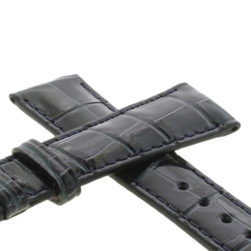 Cinturino Sartoriale Alligatore Blu Grigio Lucido 20/16 mm B40B classico..
