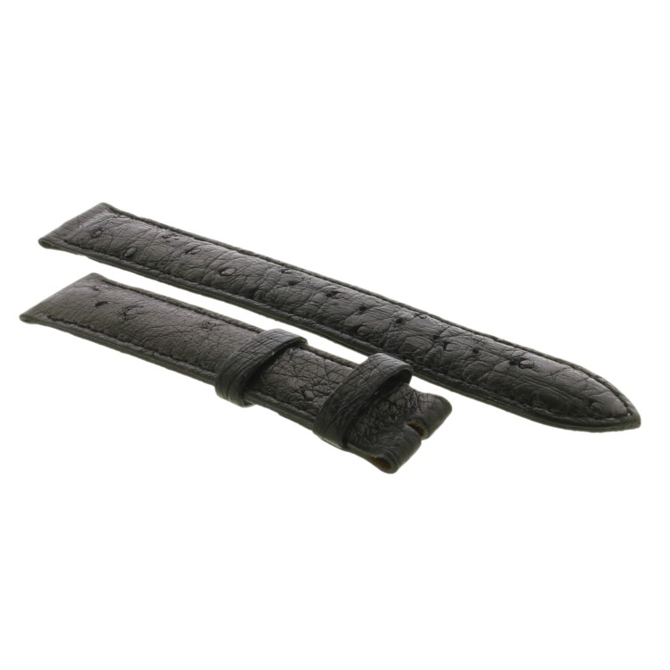Cinturino Sartoriale Struzzo Nero Opaco 18/16 mm B35B.